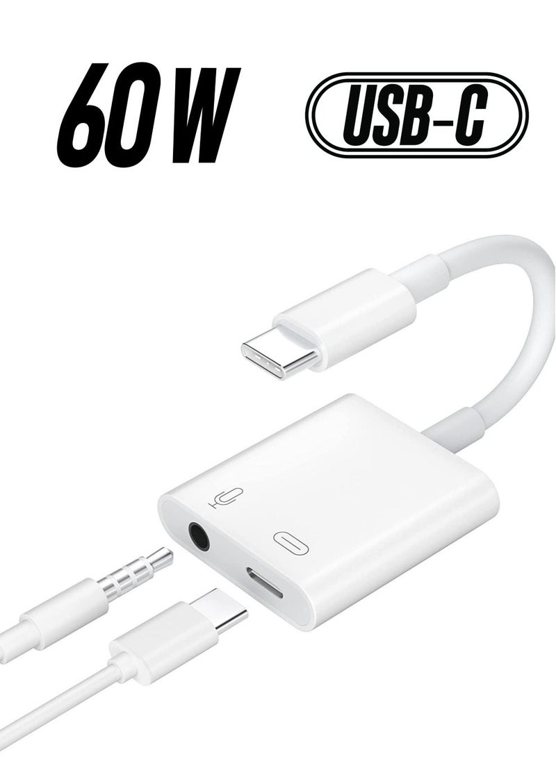 Raxoom USB C to 3.5mm Headphone Adapter and Charger,Type C to Aux Audio Jack with 60W PD Fast Charging For Stereo Earphones,Hi-Fi DAC Chip Support Lossless Music For iPad pro MacBook Pro/Air - Image 1