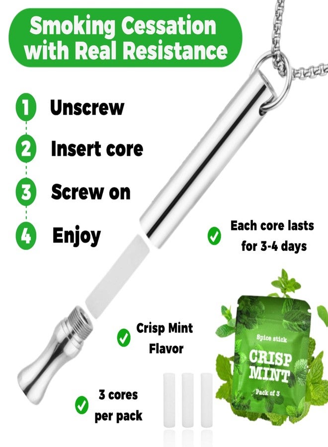 AD ADASTONE Breathing Necklace to Quit Smoking and Vaping with Refillable Mint Pods Stop Smoking Aids Fidget Necklace Smokeless Inhaler for Adults - Image 2