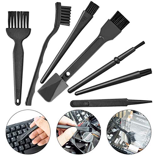 Farraige® Small Portable Plastic Handle Nylon Anti Static Brushes Computer Keyboard Cleaning Brush Kit (Black, Set of 7) - Image 1