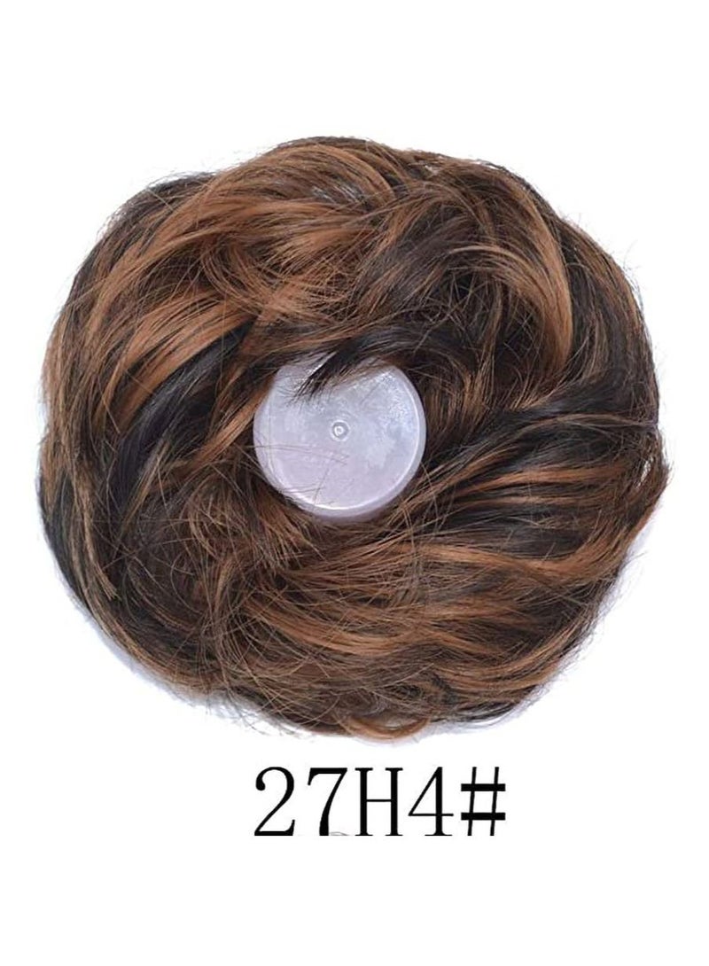 Estelle Eestelle messyBun Scrunchie with Elastic Rubber Band Ponytail Hair Extensions Updo Chignon Donut Ponytail Hairpiece Synthetic Tousled Hair for Women (27H4#) - Image 2