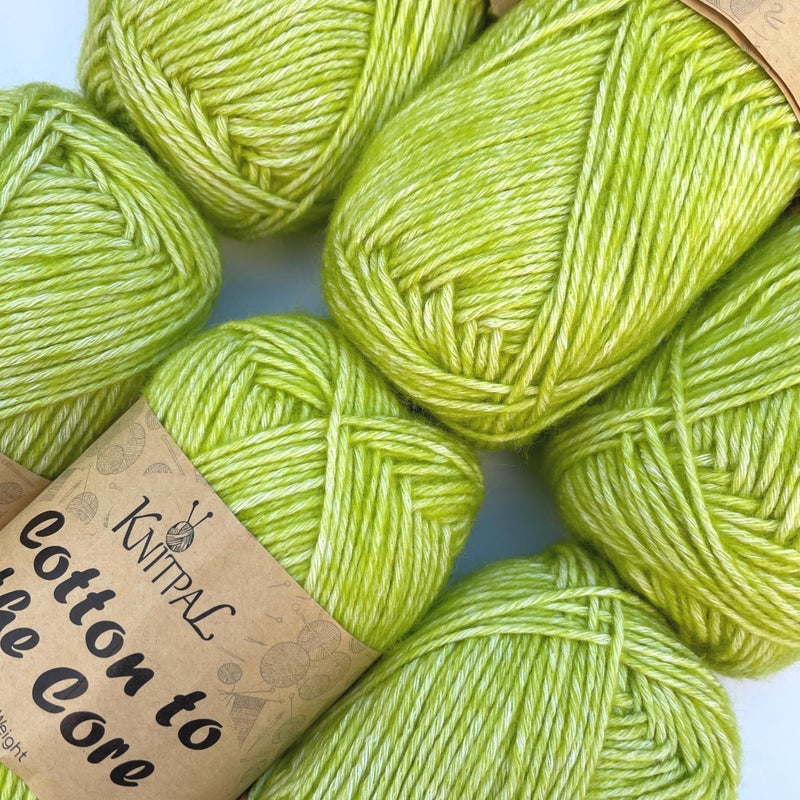 Cotton to The Core Cotton Yarn for Crocheting 6 Skeins 852Yds300G Free Patterns  Soft Baby Yarn for Knitting  3 DK Light Worsted Weight  Lime Green