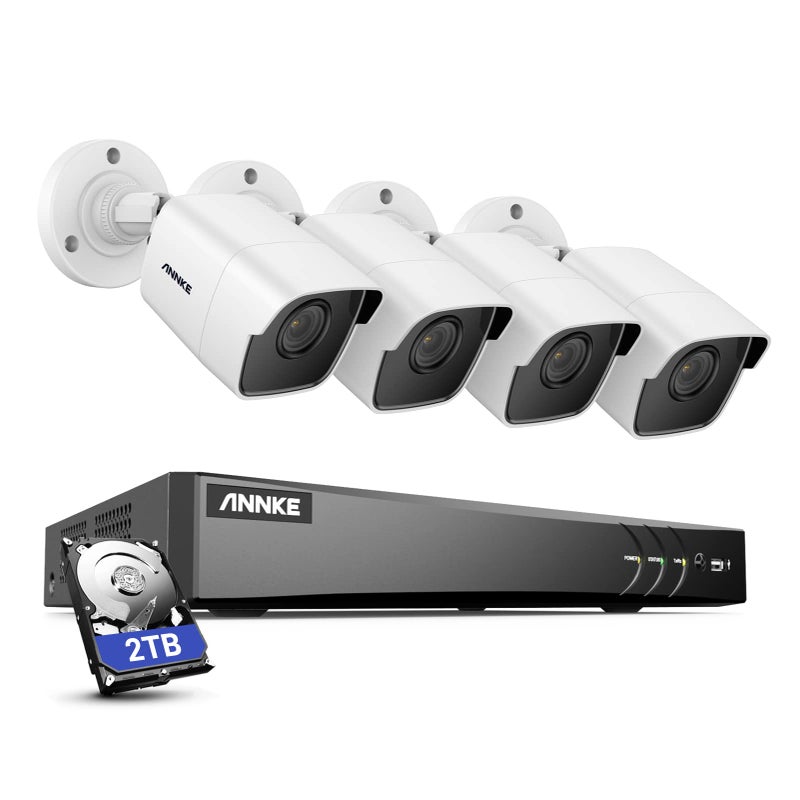 ANNKE ANNKE 5MP CCTV Camera System, 4K 8 Channel H.265+ DVR with 2TB Security Hard Drive, 4X 5MP Wired Outdoor Security Bullet Cameras,Smart Human/Vehicle Detection,100 ft Night Vision,Smartphone Access  - Image 1