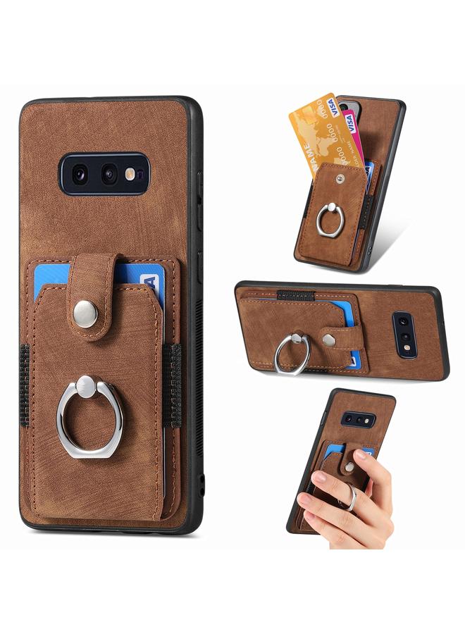 S-TOP Case For Samsung Galaxy S10e Retro Skin-feel Ring Card Wallet Phone Case - Image 1