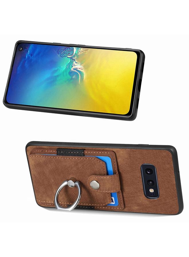 S-TOP Case For Samsung Galaxy S10e Retro Skin-feel Ring Card Wallet Phone Case - Image 2