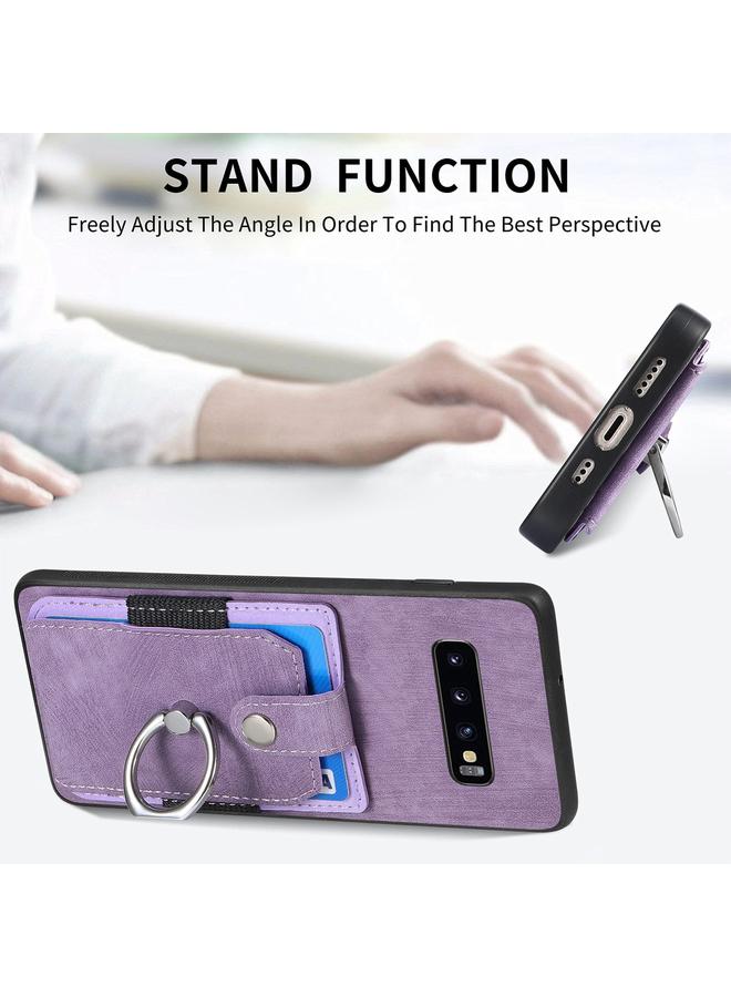 S-TOP Case For Samsung Galaxy S10e Retro Skin-feel Ring Card Wallet Phone Case - Image 5