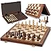 Jumlys Magnetic Wooden Chess Set 15 Folding Chess Board with 2 Extra Queens Portable Travel Chess Set with Pieces Storage Slots Beginner Chess Board Game for Adults  Kids - Image 2