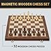 Jumlys Magnetic Wooden Chess Set 15 Folding Chess Board with 2 Extra Queens Portable Travel Chess Set with Pieces Storage Slots Beginner Chess Board Game for Adults  Kids - Image 4