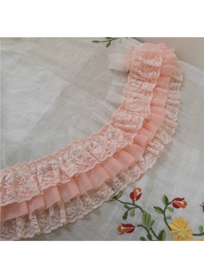 Lolita Dress Three-Layer Lace Pastoral Skirt Cuff Skirt High Quality Made Clothes Lining Decorative Lace Accessories-Color:Light Orange Pink 0.5m = Half A Meter Long / Multiple Shots For Continuous Hair  - Image 1