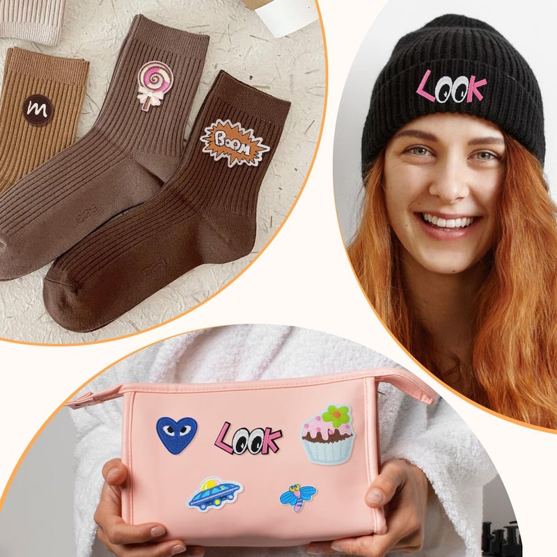 RF-patch 80Pcs Random Iron on Patches Bulk, Embroidered Applique Iron on/Sew on Patches for Clothes, Hats, Jeans, Jacket - Image 4