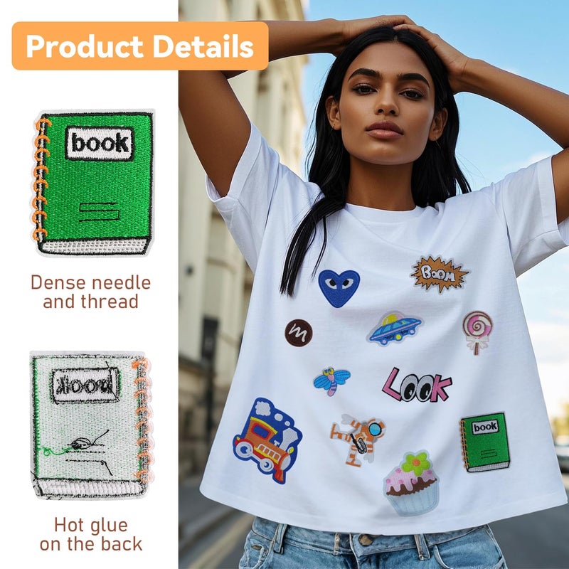 RF-patch 80Pcs Random Iron on Patches Bulk, Embroidered Applique Iron on/Sew on Patches for Clothes, Hats, Jeans, Jacket - Image 3