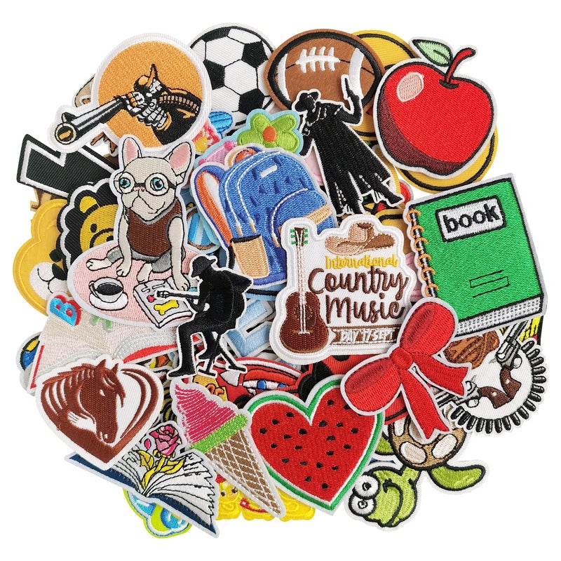 RF-patch 80Pcs Random Iron on Patches Bulk, Embroidered Applique Iron on/Sew on Patches for Clothes, Hats, Jeans, Jacket - Image 1