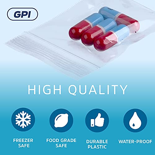 GPI 1000 Count - 1.5" x 2" Small Zip Bags, Mini Reclosable Zipper Baggies, 2 Mil, Clear Plastic Resealable Storage Bags with Zip Top Lock for Packaging Jewelry, Pills, Buttons, Beads, Seeds, Powders - GPI - Image 3