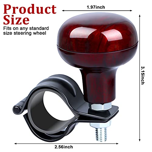 Adasea 3 Pcs Premium Power Handles Woodgrain Steering Spinner Booster Easy Turn Ball Knob for Vehicles Car Truck Van Forklift Mower Tractor - Image 3