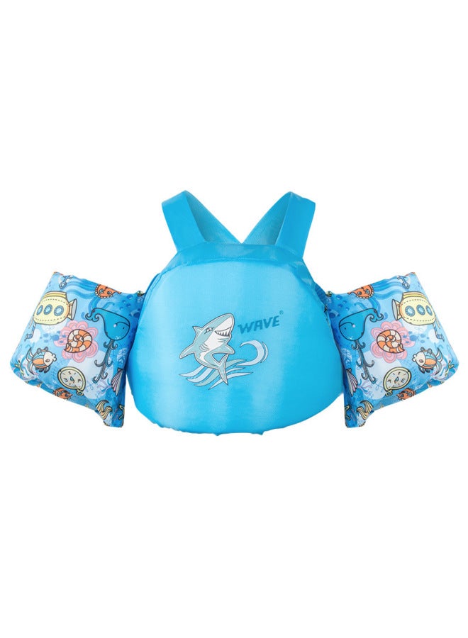 سترة تعويم للأطفال والشباب والبنات تصميم موجة كرتونية، سترة أطفال، أذرع رغوية، سترة تعويم سباحة