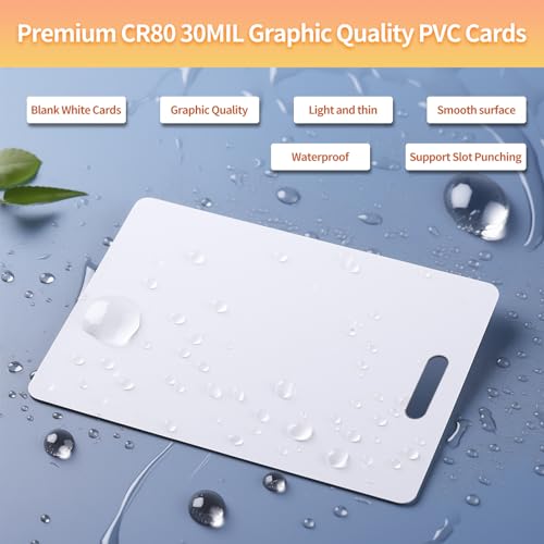 Klmnduo 20 Pack Premium Blank PVC Cards with Slot Punch on Short Side - CR80 30mil Vertical Slot Punch Blank Credit Cards for ID Badge Card Printers - Graphic Quality PVC Cards for Business Office - Image 3