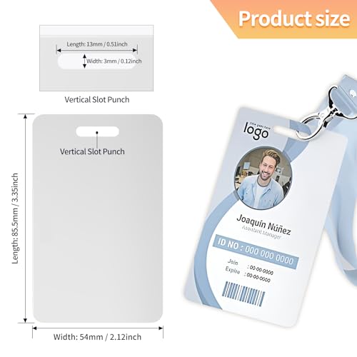 Klmnduo 20 Pack Premium Blank PVC Cards with Slot Punch on Short Side - CR80 30mil Vertical Slot Punch Blank Credit Cards for ID Badge Card Printers - Graphic Quality PVC Cards for Business Office - Image 4