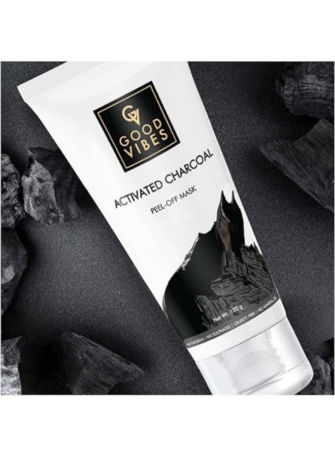 Good Vibes Activated Charcoal Peel Off Mask For Women & Men, 100 g Blackhead Removal Deep Pore Cleansing Anti Acne Face Mask For All Skin Types, Controls Excess Sebum, No Parabens & Mineral Oils - Image 2