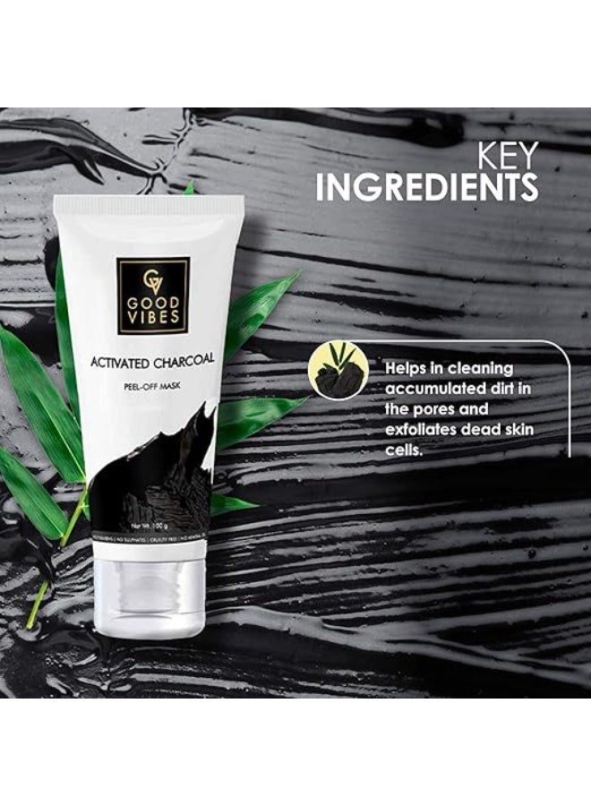 Good Vibes Activated Charcoal Peel Off Mask For Women & Men, 100 g Blackhead Removal Deep Pore Cleansing Anti Acne Face Mask For All Skin Types, Controls Excess Sebum, No Parabens & Mineral Oils - Image 3
