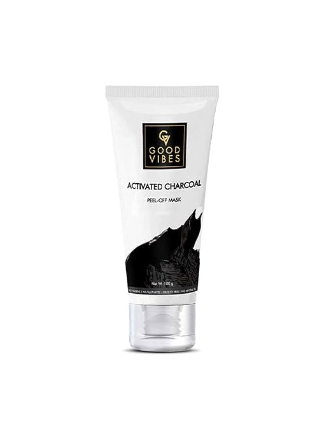 Good Vibes Activated Charcoal Peel Off Mask For Women & Men, 100 g Blackhead Removal Deep Pore Cleansing Anti Acne Face Mask For All Skin Types, Controls Excess Sebum, No Parabens & Mineral Oils - Image 1