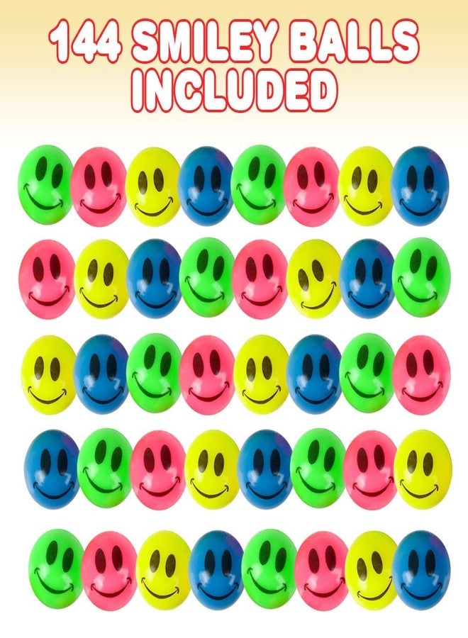 ArtCreativity Mini Smile Face Bouncing Balls - Bulk Pack of 144-1 Inch Bouncy Balls in Assorted Bright Neon Colors - Best Birthday Party Favors and Piñata Fillers for Boys and Girls - Image 2