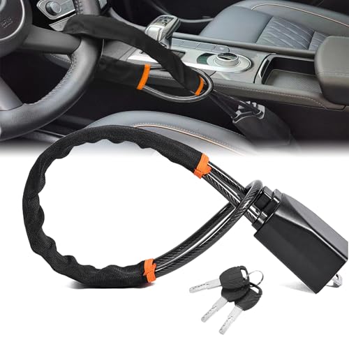 XGWZ DualGuard Car Steering Wheel & Seat Belt Lock - 17" Universal Anti-Theft Device for Vehicles, SUVs, Golf Carts | Compact & Lightweight Security Lock with Multi-Function Keys (Black) - Image 1
