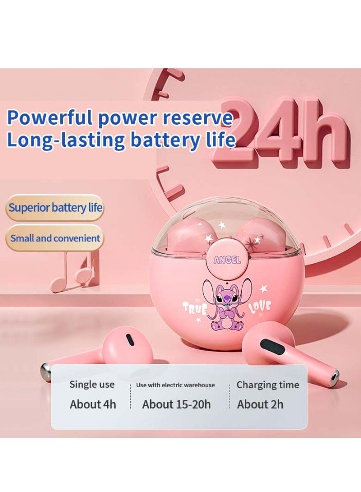 Disney سماعات أذن بلوتوث لاسلكية Q50، تصميم مريح، صوت عالي الجودة، سماعة ذكية بلمسة طويلة، سماعات أذن مريحة محمولة للموسيقى، (1 قطعة، لوتسو) - Image 2