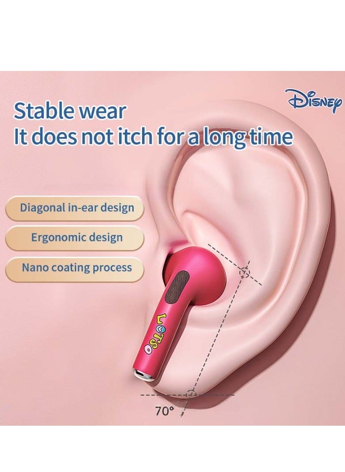 Disney سماعات أذن بلوتوث لاسلكية Q50، تصميم مريح، صوت عالي الجودة، سماعة ذكية بلمسة طويلة، سماعات أذن مريحة محمولة للموسيقى، (1 قطعة، لوتسو) - Image 5