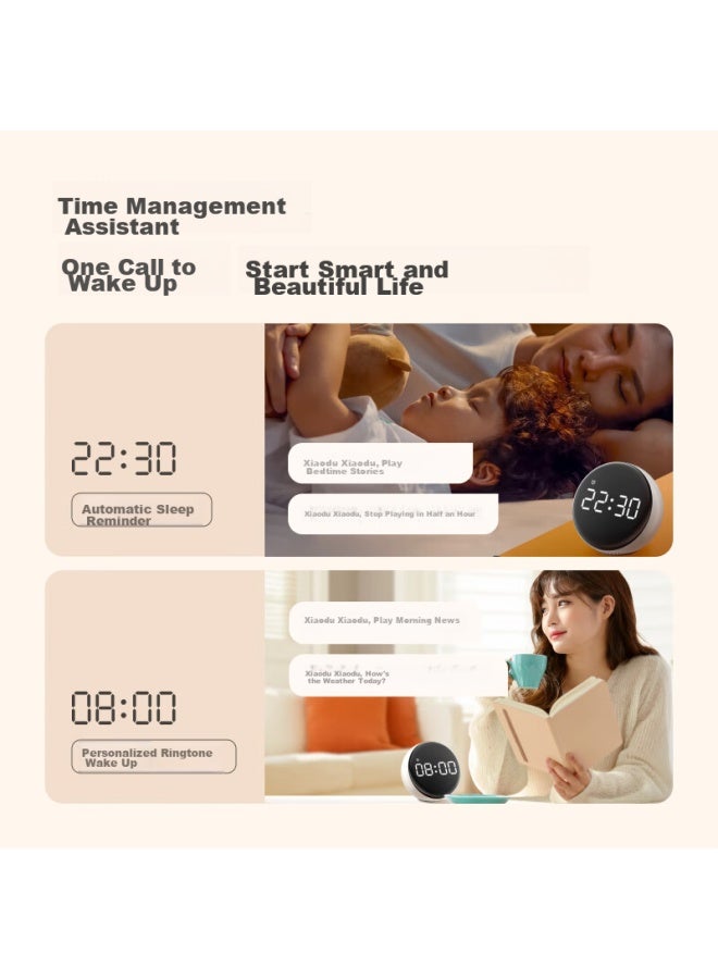 Small Xiaodu Smart Alarm Clock Speaker With Large Digital Display, Creative Bedside Alarm, Voice Interaction, Infrared Remote Control For Home Appliances, Smart Speaker, Children's Early Education Machine And Storytelling Device - Image 2