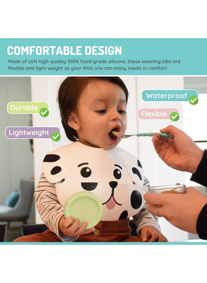 melii Silicone Weaning Bib For Babies & Toddlers Large Food Catcher (Dog)  - Image 4