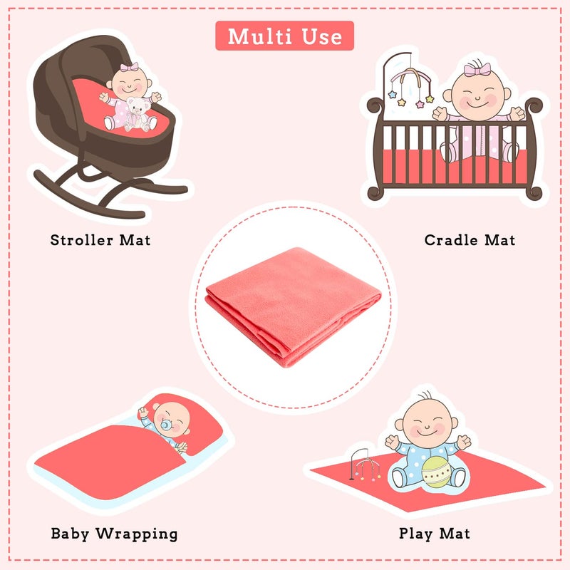 mee mee Mee Mee Reusable Water Proof Cotton Bed Protector Sheet/Extra Absorbent Mat/Dry Sheets/Urine Sheet/Dry Mat (70CmX100Cm) (Medium, Rose Pink) - Image 4