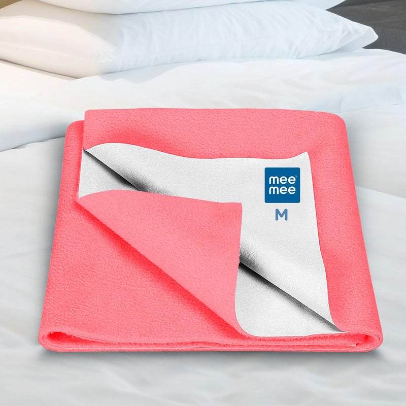 mee mee Mee Mee Reusable Water Proof Cotton Bed Protector Sheet/Extra Absorbent Mat/Dry Sheets/Urine Sheet/Dry Mat (70CmX100Cm) (Medium, Rose Pink) - Image 1