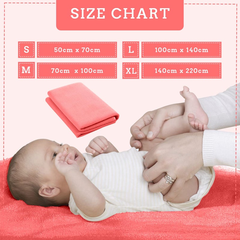 mee mee Mee Mee Reusable Water Proof Cotton Bed Protector Sheet/Extra Absorbent Mat/Dry Sheets/Urine Sheet/Dry Mat (70CmX100Cm) (Medium, Rose Pink) - Image 5