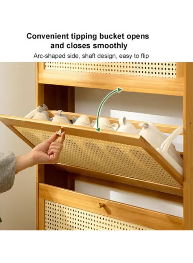 Beauenty Shoes Cabinet with Flip-up Doors,Free Standing Shoe Rack Organizer Cabinet for Heels, Boots, Slippers,Slim Shoe Storage Rack for Entryway Hallway Living Room(70x17x120cm(27x7x47inch), Wood) - Image 4