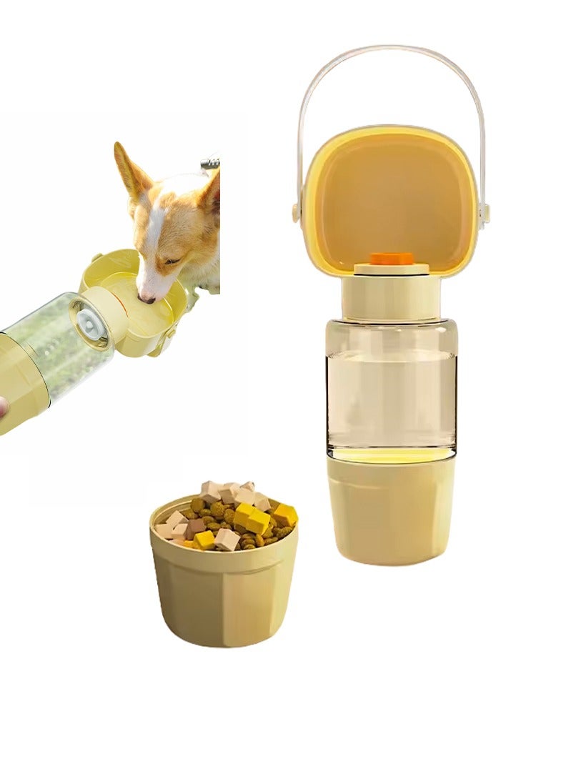زجاجة ماء المحمولة للحيوانات الأليفة السفر المشي كوب الماء صندوق طعام (أصفر) - Image 1