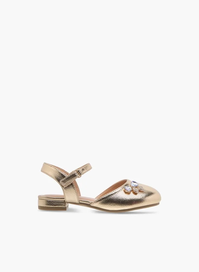 JUNIORS Girls Embellished Mary Jane Shoes with Hook and Loop Closure Ramadan Collection
