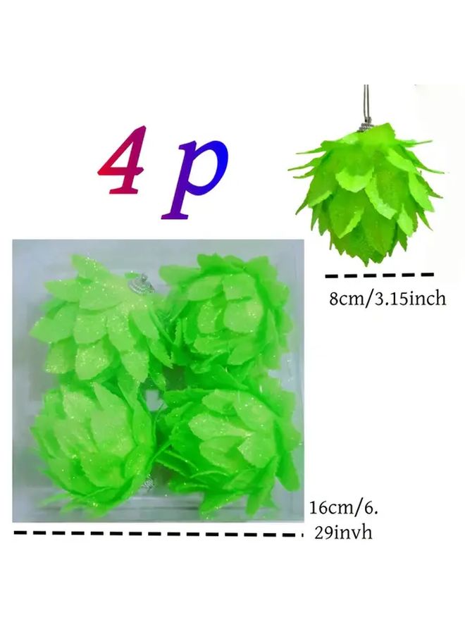 Blue 4 Hanging Shiny Leaf Christmas Balls Wedding Party Decor - Image 2