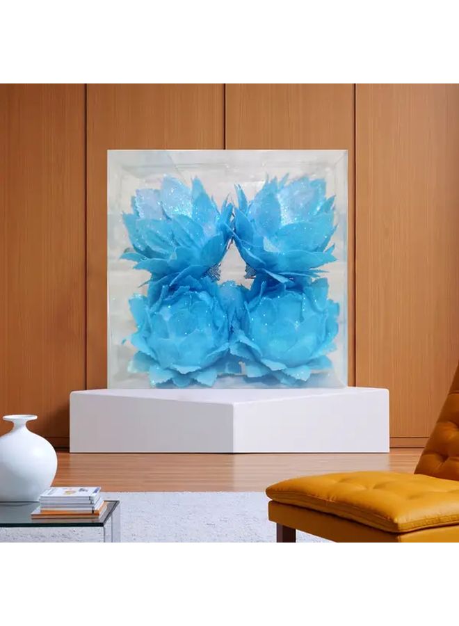 Blue 4 Hanging Shiny Leaf Christmas Balls Wedding Party Decor - Image 5