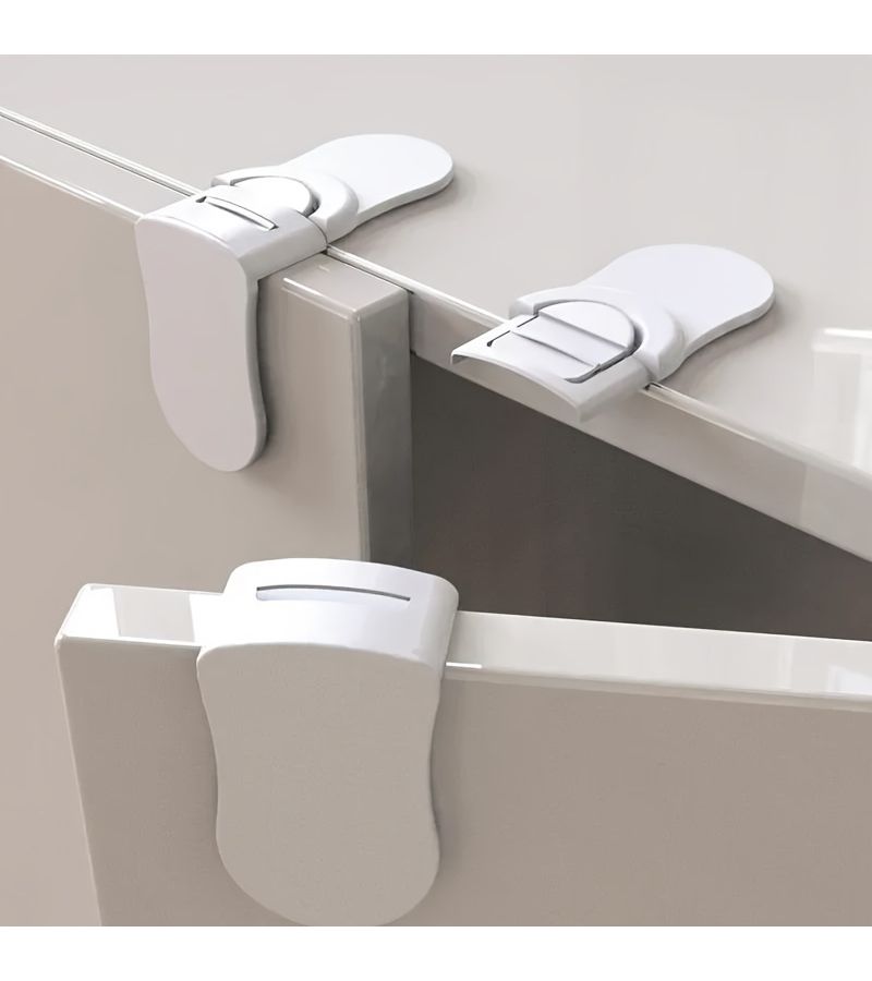 White 5PCS Baby Safety Drawer Lock Anti Pinch Cabinet Latch Child Proof - Image 3