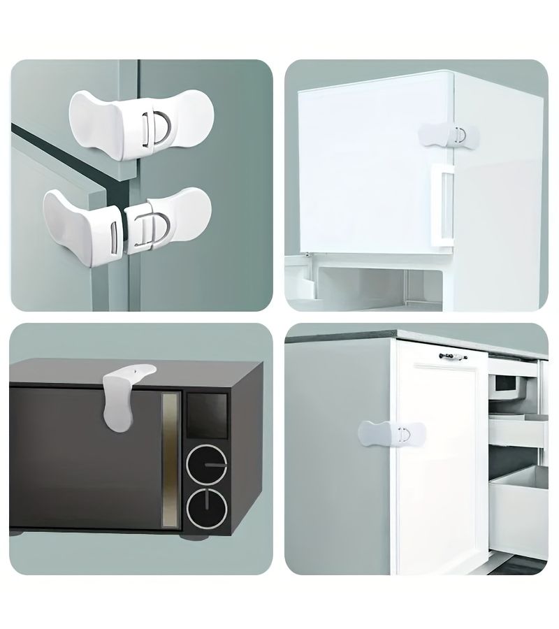 White 5PCS Baby Safety Drawer Lock Anti Pinch Cabinet Latch Child Proof - Image 4
