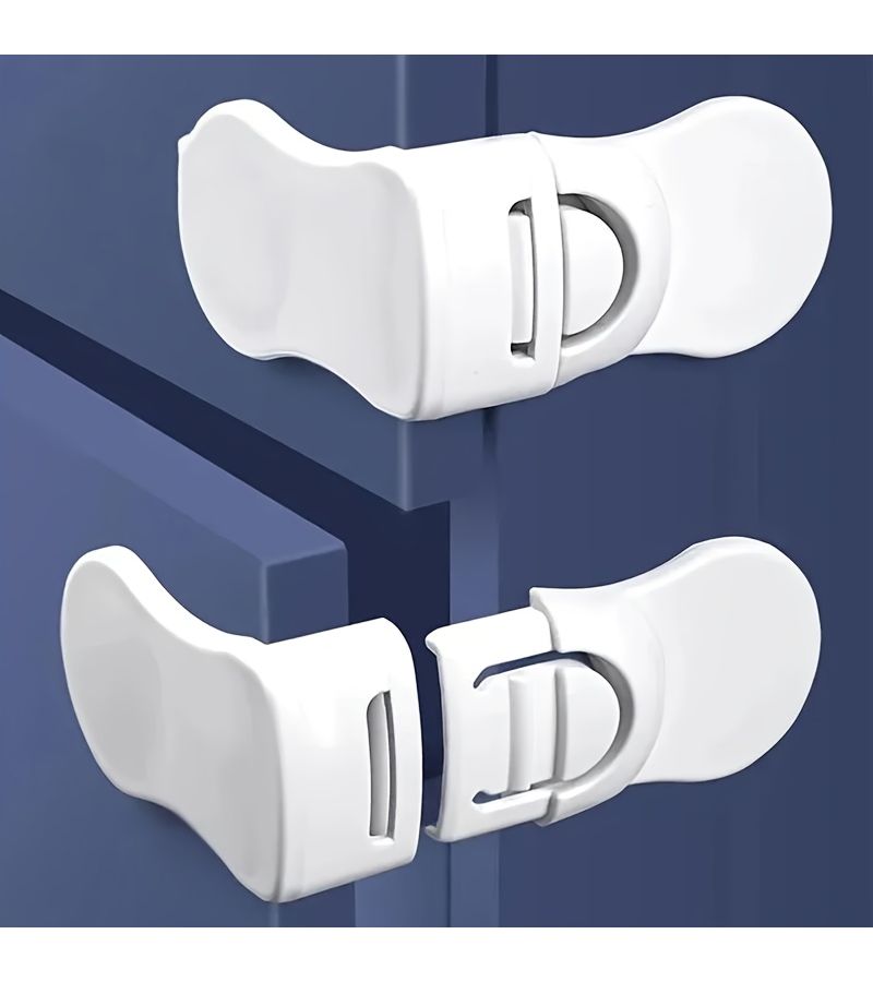 White 5PCS Baby Safety Drawer Lock Anti Pinch Cabinet Latch Child Proof - Image 1