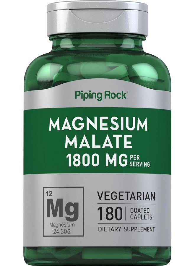Piping Rock Magnesium Malate | 1800 mg | 180 Caplets | Vegetarian, Non-GMO, Gluten Free Supplement - Image 1
