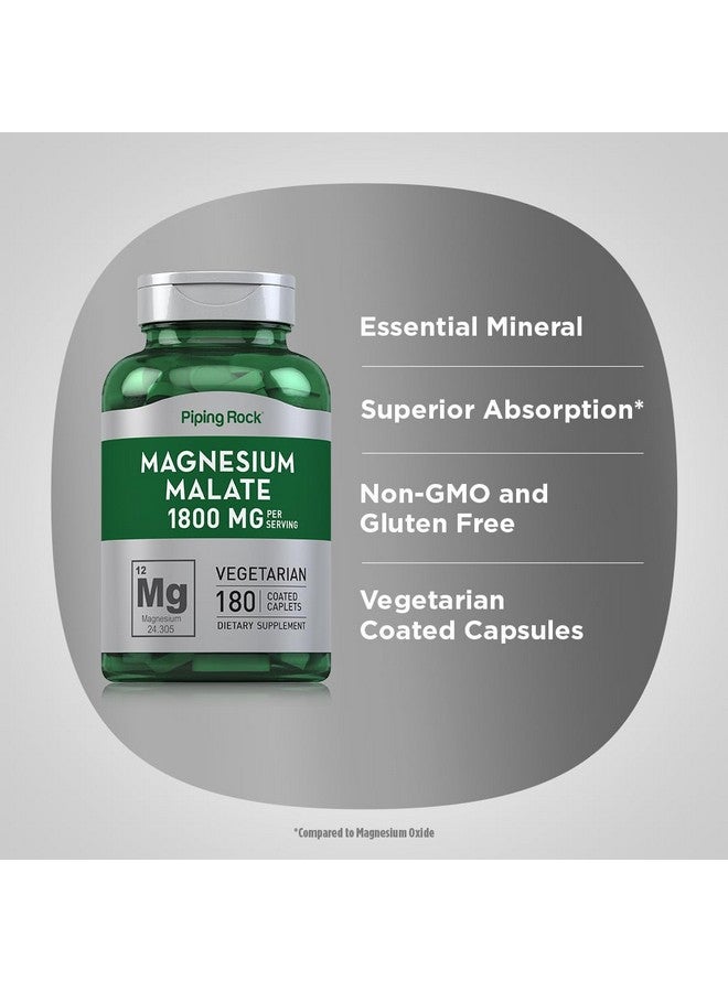 Piping Rock Magnesium Malate | 1800 mg | 180 Caplets | Vegetarian, Non-GMO, Gluten Free Supplement - Image 4