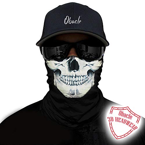 Obacle Skull Mask for Men Women Bandana Half Face Mask 3D Tube Balaclava Breathable Sun Mask for Fishing Running Hunting Cycling Motorcycle Bike Outdoor Sport (Skull White Face Black Nose) - Image 2