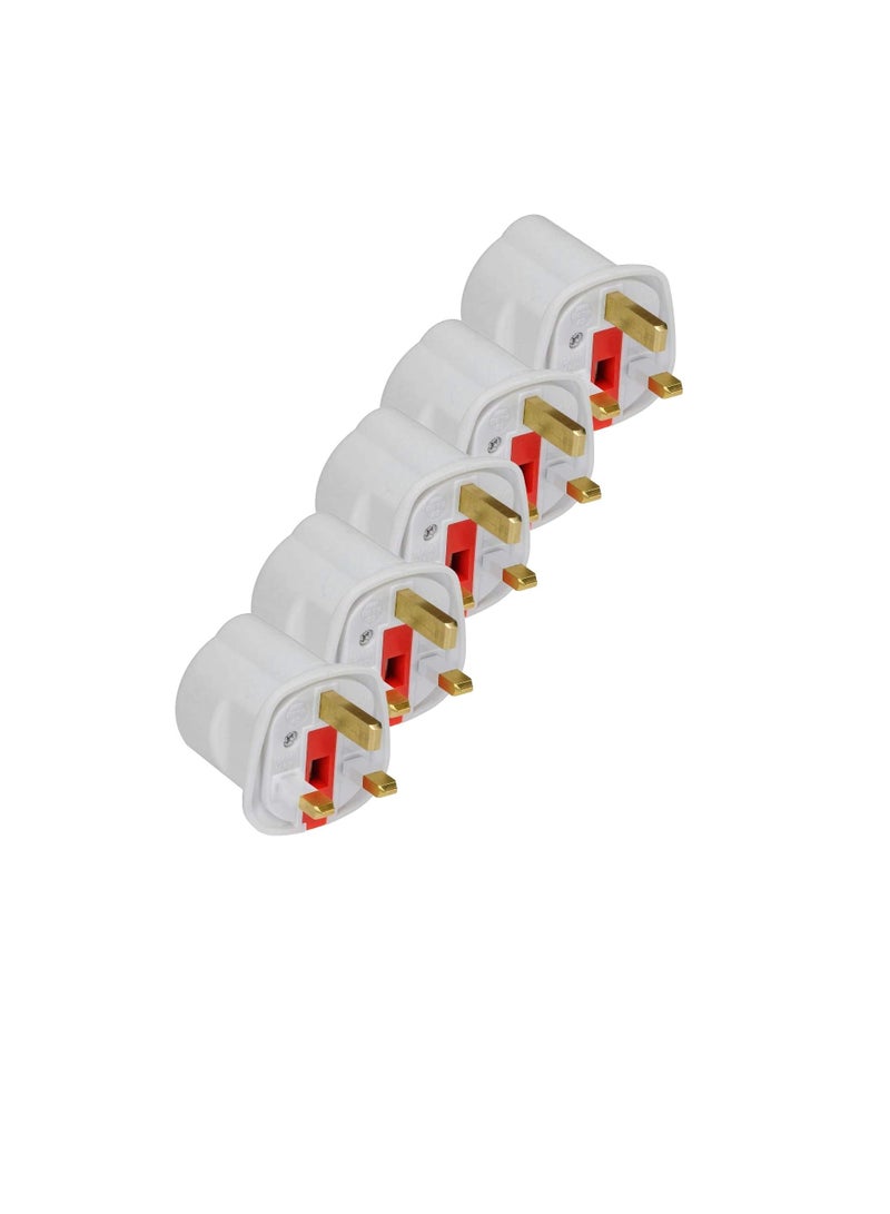 EU to UK Plugs Adapter British Plug to EU Schuko Female Plugs Power Converter 2 Pin Socket EU to UK Travel Adapter 13A 250V BS1362 FUSED Pack of 5 pcs - Image 1