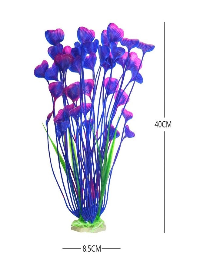 BYERUITE 2PCS Aquarium Decor Plastic Plants, Large 16 Inches Artificial Fish Tank Plants (Purple) - Image 2