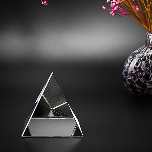 QFkris Crystal Pyramid Figurine Collectible, Transparent Color Prism Desk Ornament Glass Paperweight with Gift Box for Decoration (60mm / 2.4inches) - Image 5