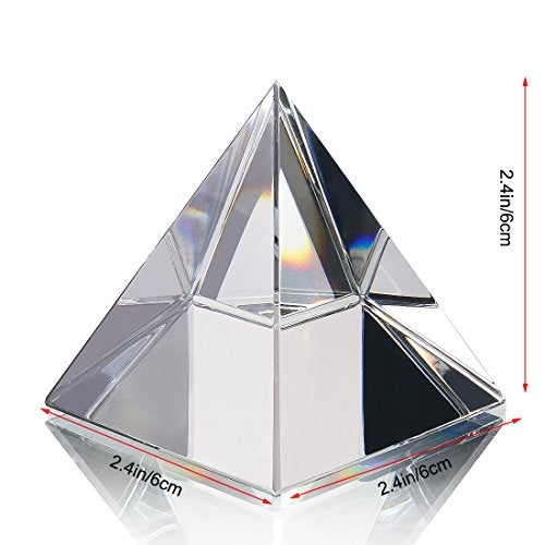 QFkris Crystal Pyramid Figurine Collectible, Transparent Color Prism Desk Ornament Glass Paperweight with Gift Box for Decoration (60mm / 2.4inches) - Image 2