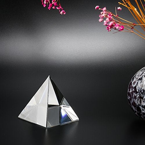 QFkris Crystal Pyramid Figurine Collectible, Transparent Color Prism Desk Ornament Glass Paperweight with Gift Box for Decoration (60mm / 2.4inches) - Image 4