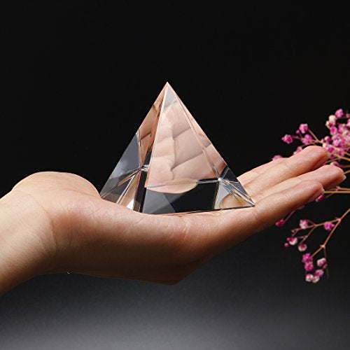 QFkris Crystal Pyramid Figurine Collectible, Transparent Color Prism Desk Ornament Glass Paperweight with Gift Box for Decoration (60mm / 2.4inches) - Image 3