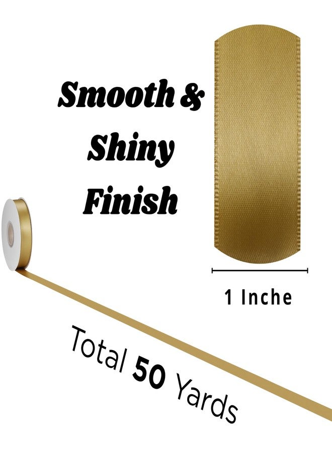 Rokateam Gold Satin Ribbon 1 Inch x 50 Yards – Elegant Thin Double Faced Ribbon for Gift Wrapping, Holiday Bows & Party Decorations - Image 3
